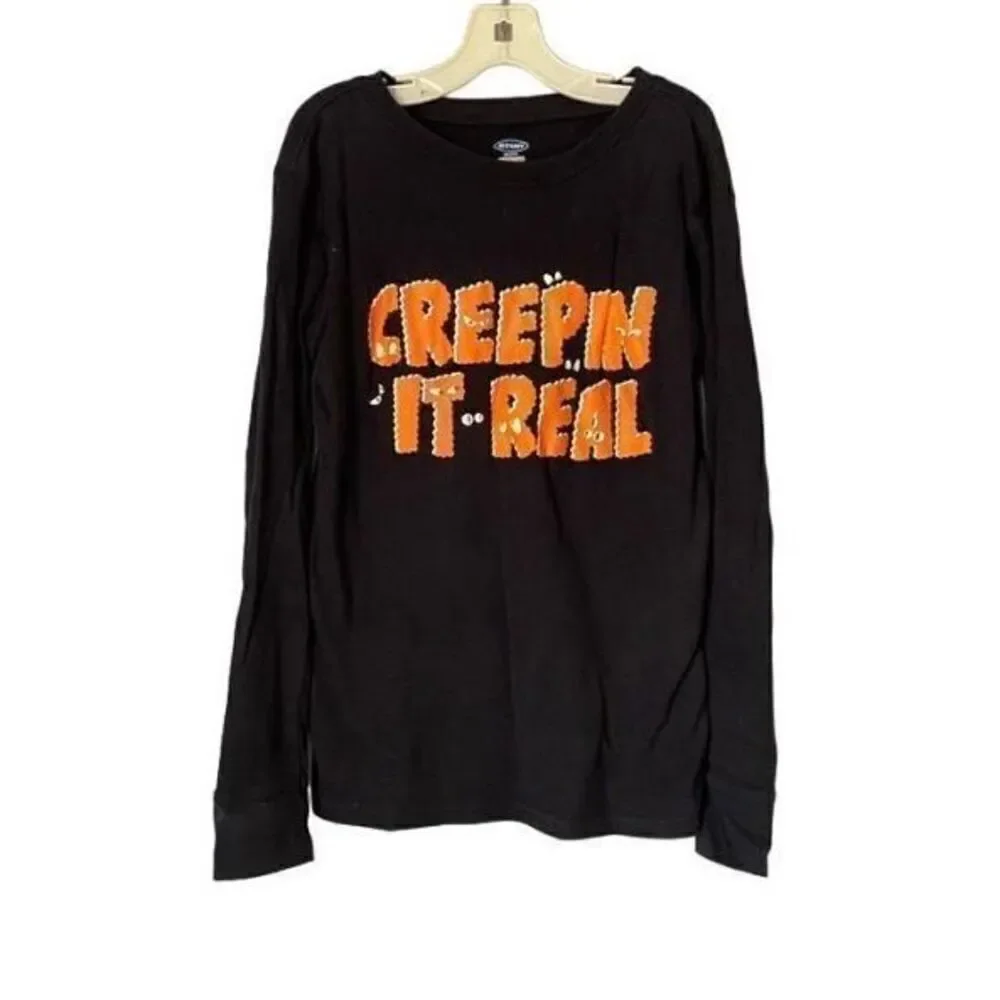 Old Navy unisex funny Halloween black long sleeve T-shirt size XL